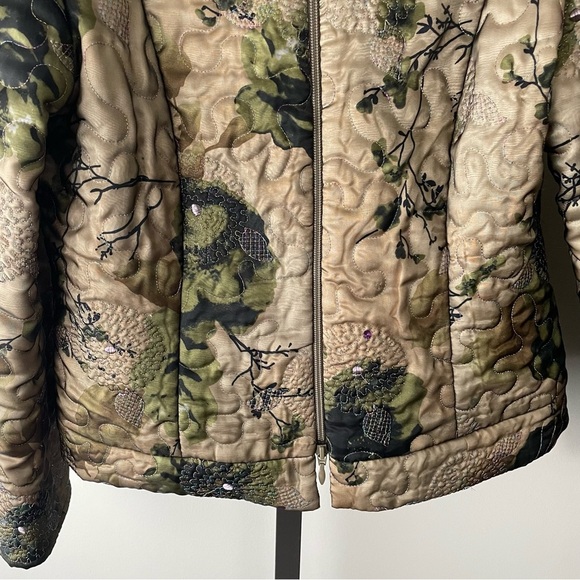Vintage Joseph Ribkoff Green Short Jacket Coat Floral Embroidered Sequin Size 12 - Picture 6 of 10